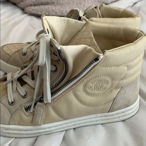Chanel quilted zip sneakers